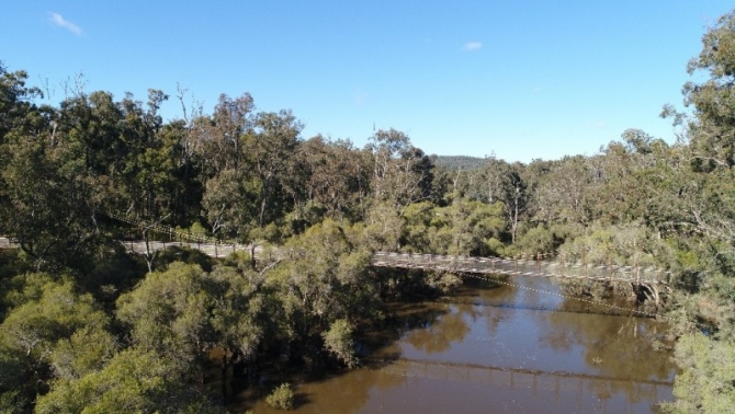 The bridge spans 92 metres and is 500mm above the 100 year flood level.