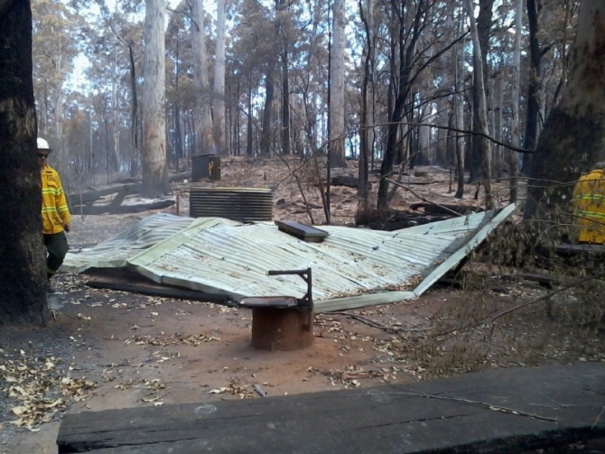 Dog Pool shelter brought to the ground.