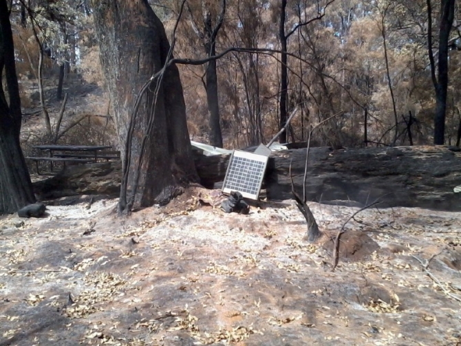 Remains of the Water gauging station solar panel.