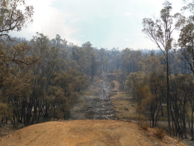 The bridge lost to fire.