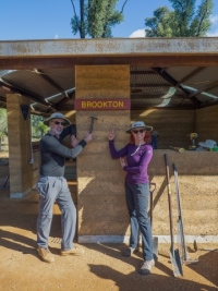 BTF volunteers, Andy and Michelle Nelson, add the finishing touch to Brookton Campsite