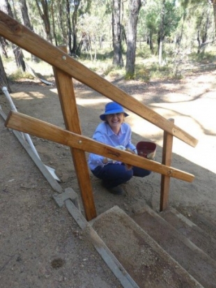 Sandra putting some finishing touches to the new steps