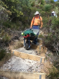 Ordinary wheelbarrows were also used to move materials and equipment up down the track.