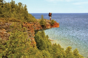Hiker on the Bruce Trail in Canada