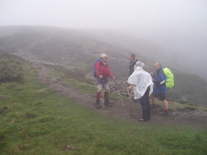 Just below Grey Knotts in the fog.
