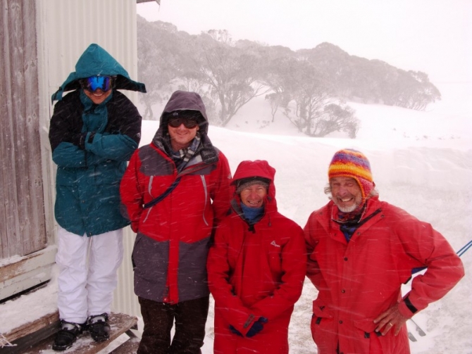 Hanh, David, Peter and Gavan just before leaving Schlink Hut.