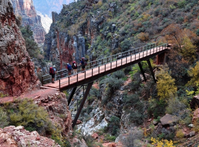 Crossing the Red Wall Bridge.