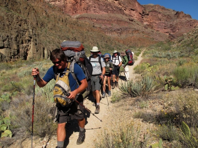 Hiking through the desert.