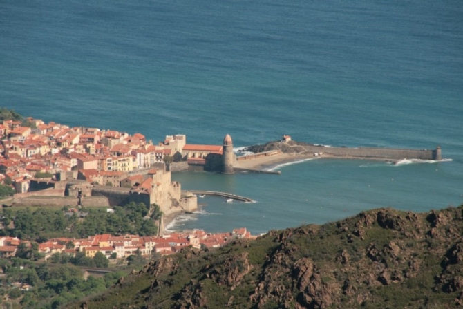 View to Banyuls as we descend to the Mediterranean.