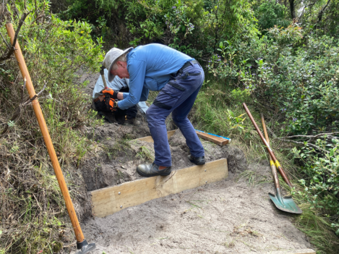 Replacement steps under construction, west side of Irwin Inlet