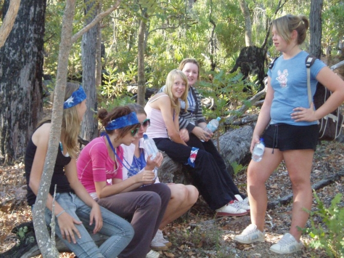 Students take a break on their Bibbulmun Track walk.