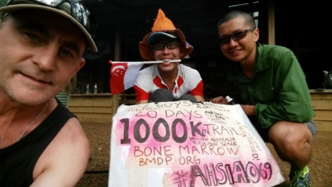 Stuart with fellow fundraisers Ah Siao and Junwei from Singapore.