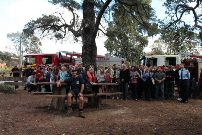 Stuart at the Northern Terminus with some of his many supporters.