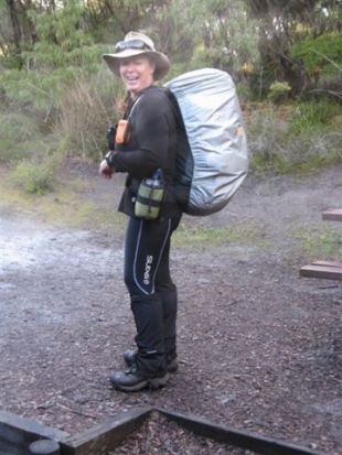 Jan heads out from Hidden Valley campsite on the last day of her end-to-end.