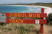 Bibbulmun Track sign at Mutton Bird near Albany.