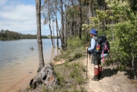 Enjoying the water view after days in the forest.