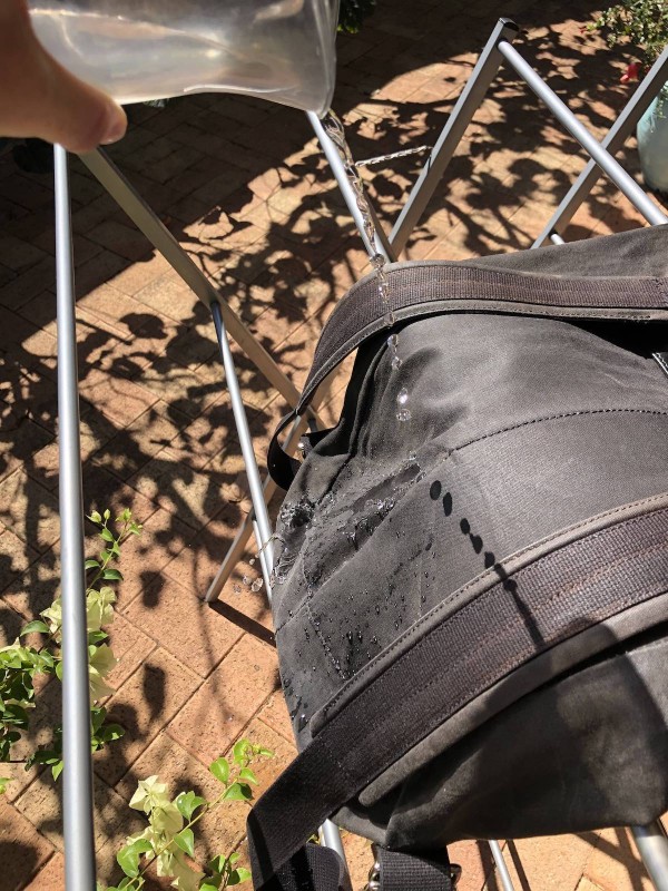 Water bouncing off newly waxed pack!