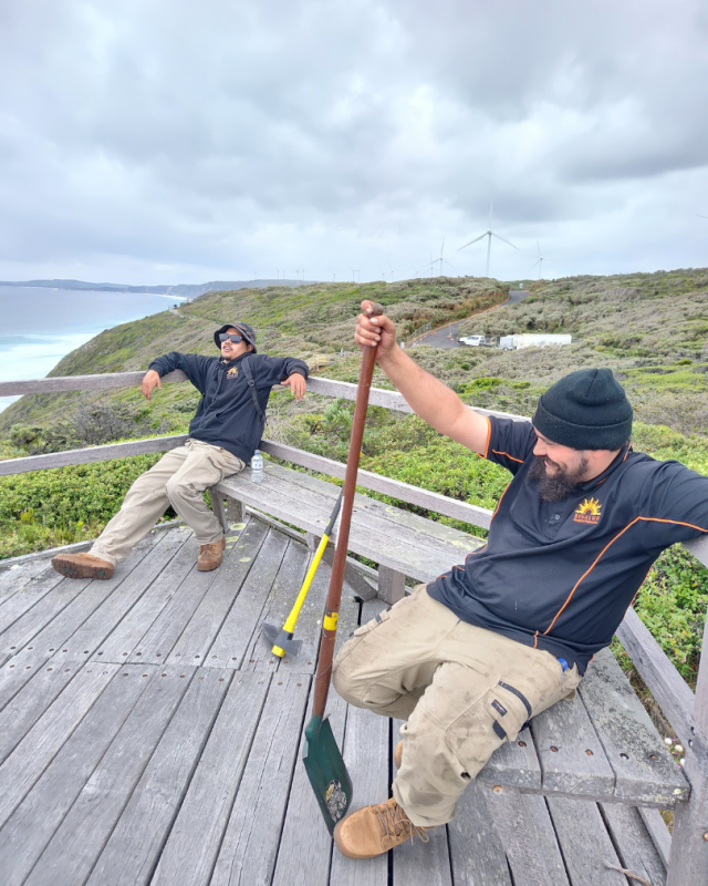 Rangers taking a well earned break after maintaining 40 water bars